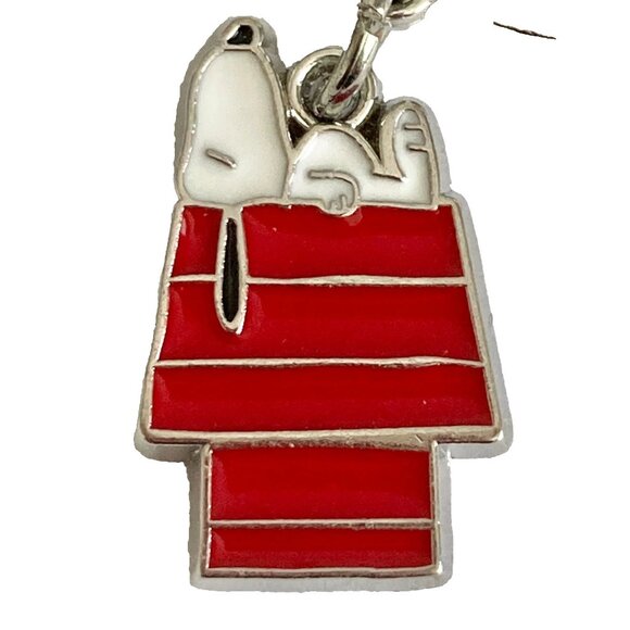 Peanuts Snoopy Doghouse Clip On Charm Zipper Pull Purse Charm Signed Red Enamel - Picture 2 of 8